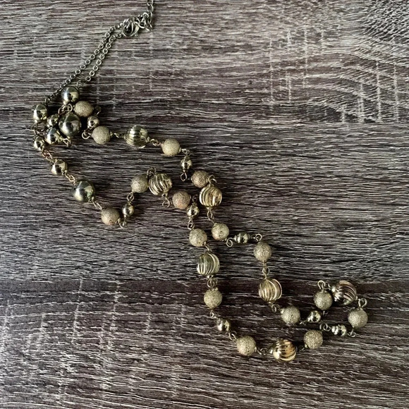 Vintage Monet Gold-Tone Alternating Textures Ball Beaded
Long Necklace Women’s - Picture 1 of 8